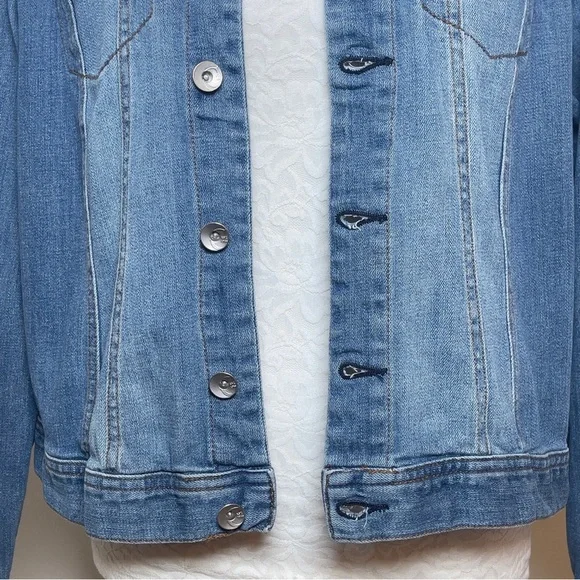 Est1946 Denim Womens Jean Jacket Long Sleeve Collared Button Down L - Picture 4 of 16